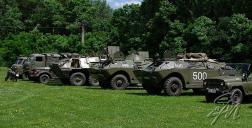 Zleva: UAZ 452, Tatra T805, GAZ 69M, před nimi JAWA 175, OT 64 SKOT, 2× BRDM 2 a UAZ 469